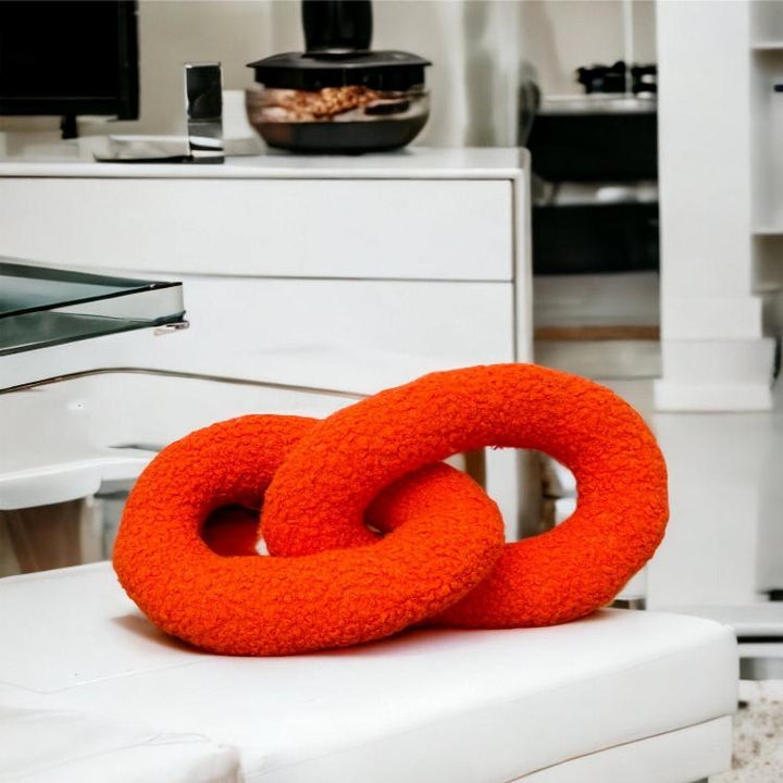 Orange Chain Link Boucle Pillow