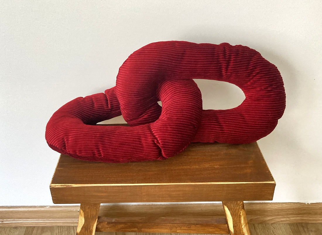 Burgundy Corduroy Chain Link Pillow