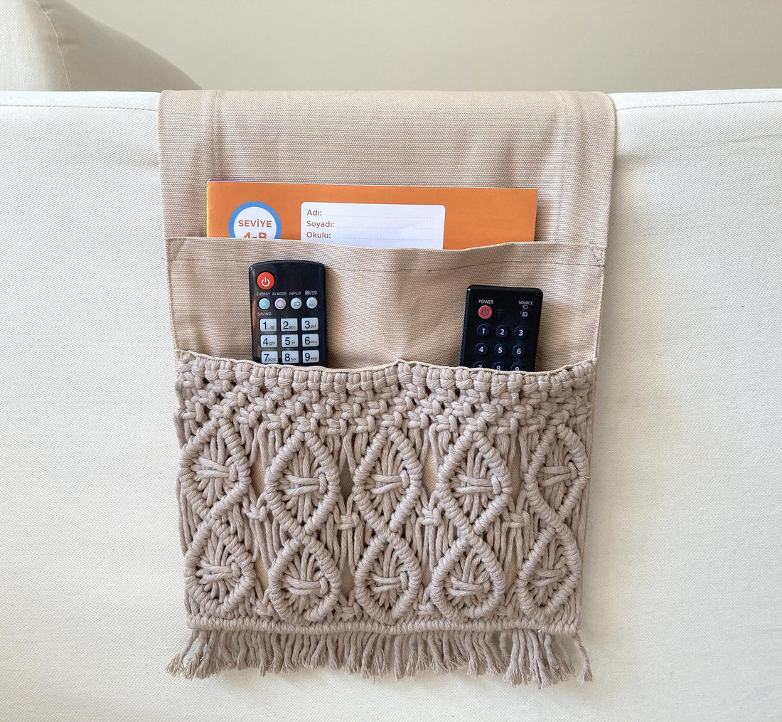 Camel Macrame Armrest Organizer