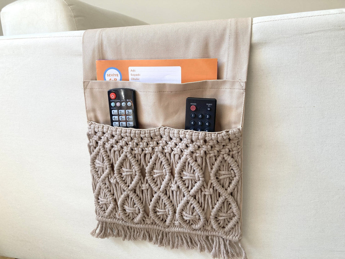 Camel Macrame Armrest Organizer