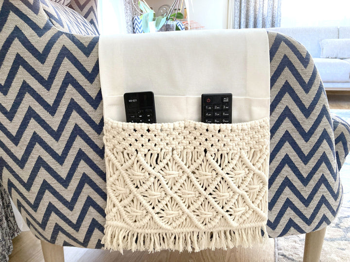 Cream Macrame Armrest Organizer