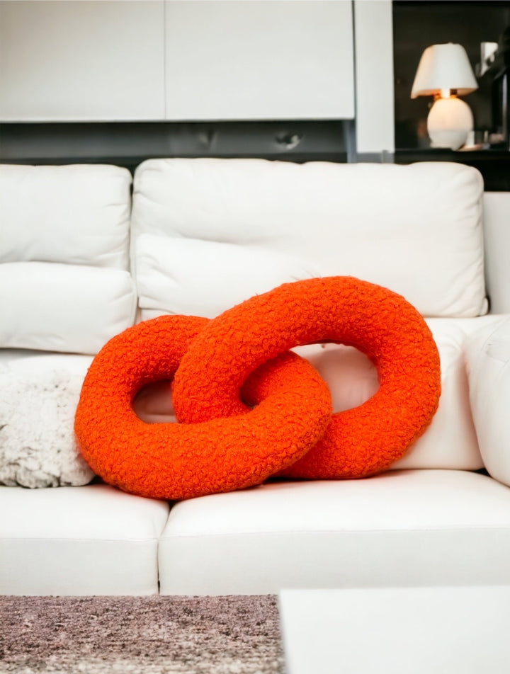 Orange Chain Link Boucle Pillow