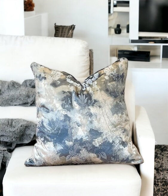 Gray Floral Vintage Velvet Cushion Case