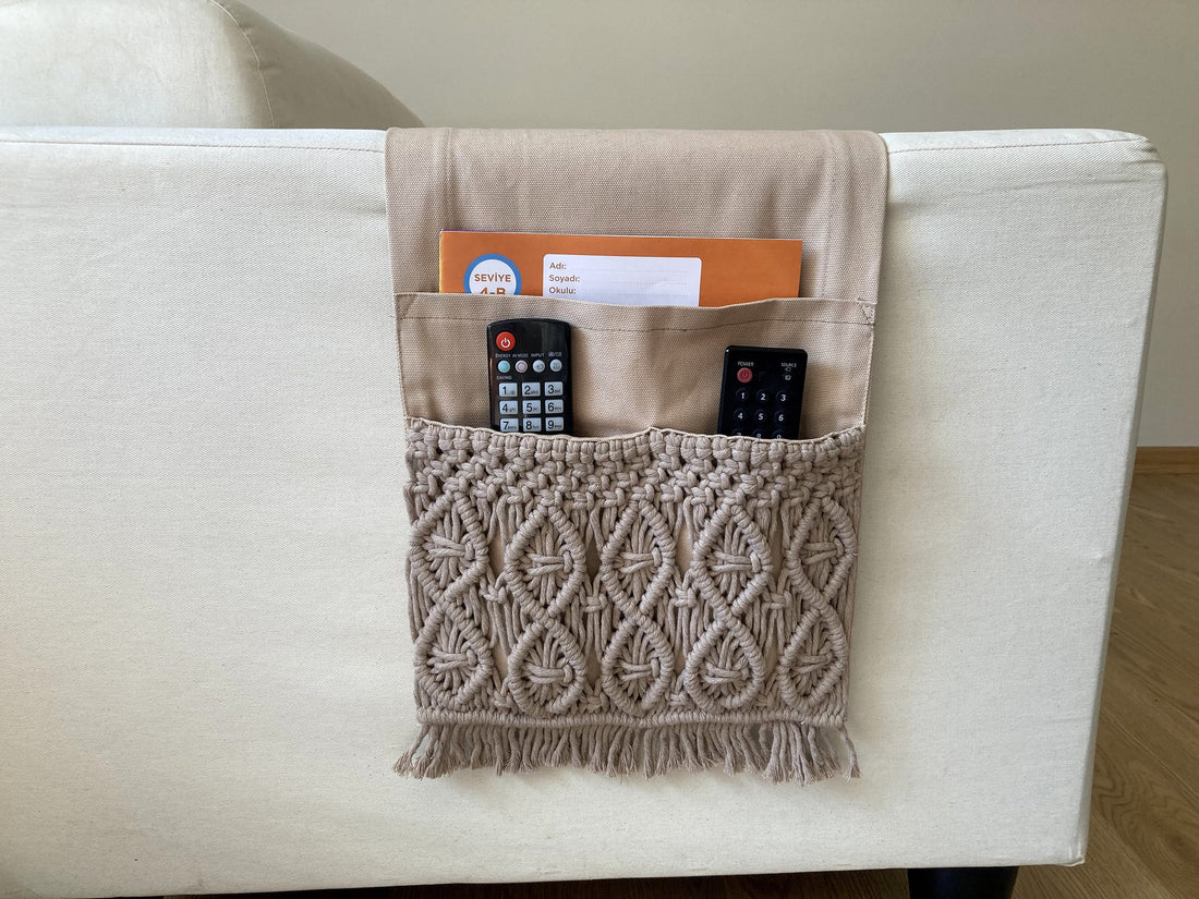 Camel Macrame Armrest Organizer