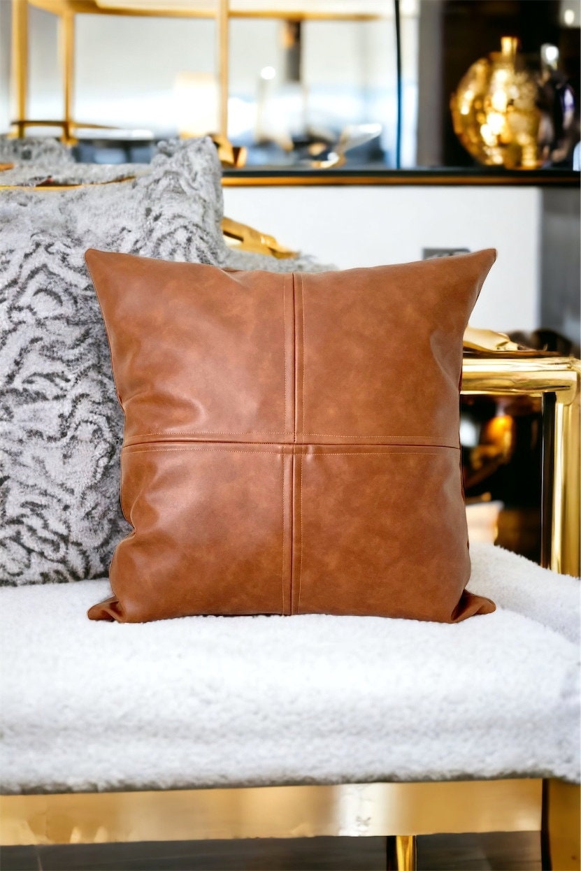 Faux Leather Envelop Style Pillow Cover