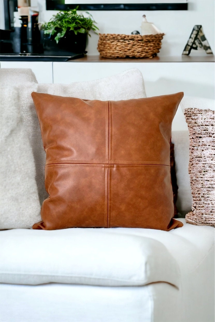 Faux Leather Envelop Style Pillow Cover