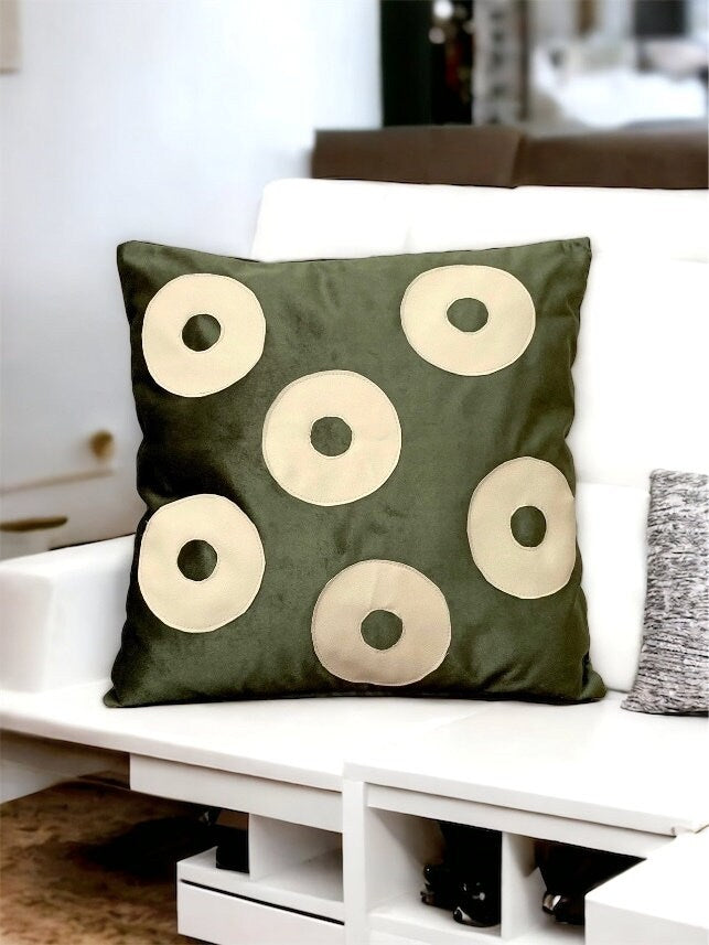 Green Velvet Leather Pillow Cover