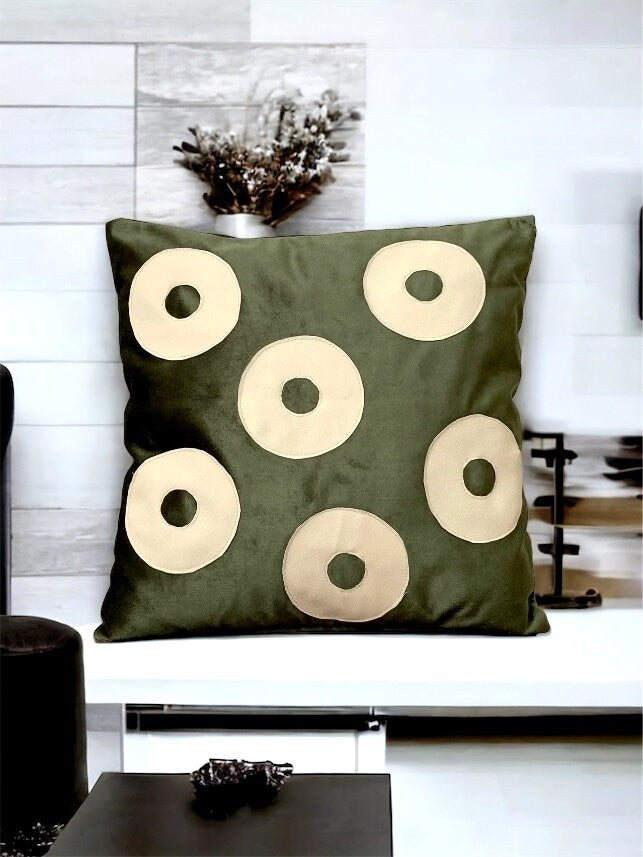 Green Velvet Leather Pillow Cover