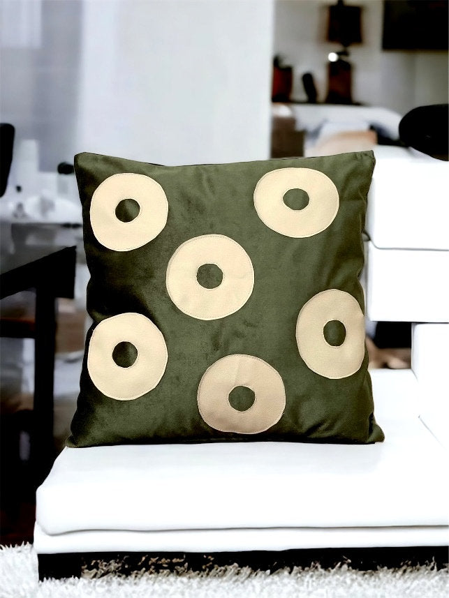 Green Velvet Leather Pillow Cover