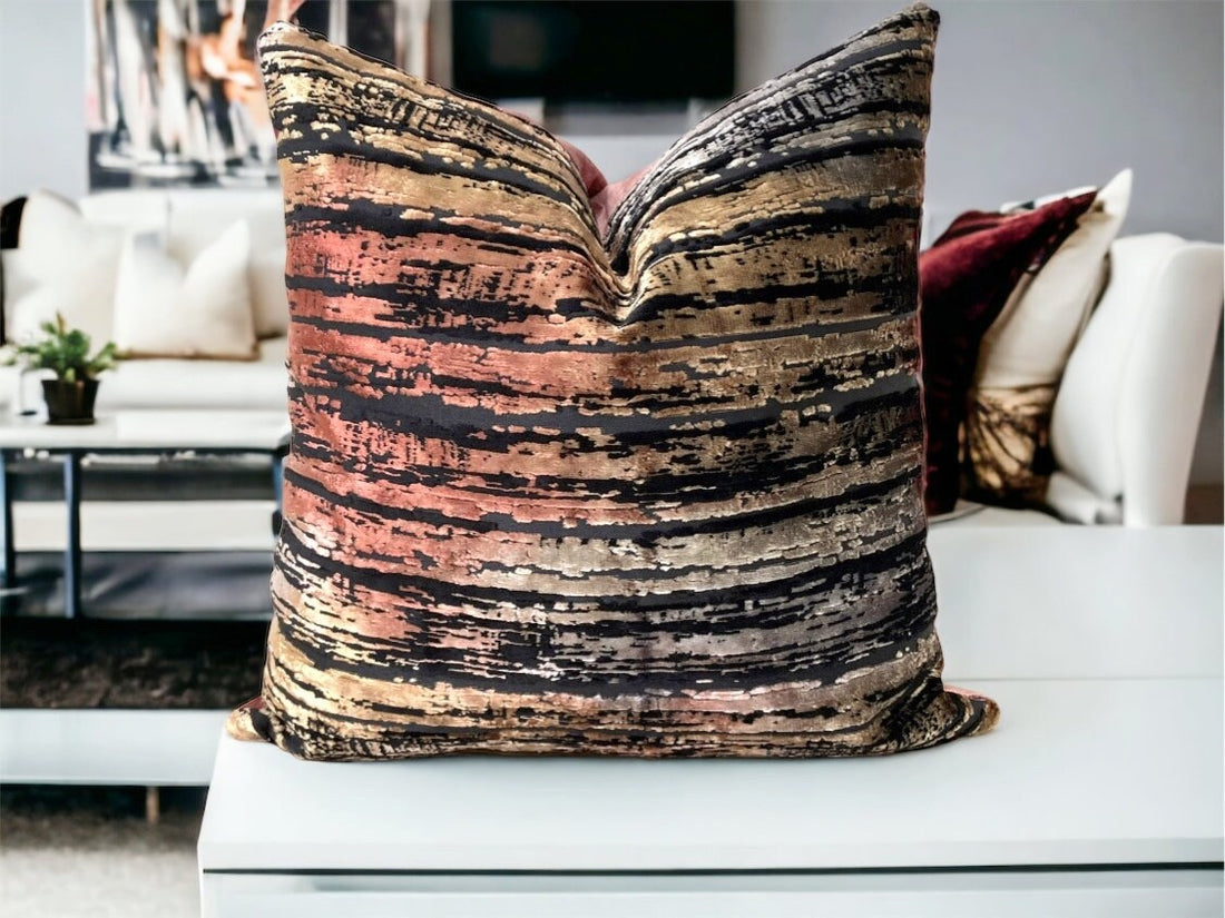 Rose Gold striped luxury Velvet Pillow Cover,Decorative pillows,Living Room Decor,Cushion case,Christmas gift,