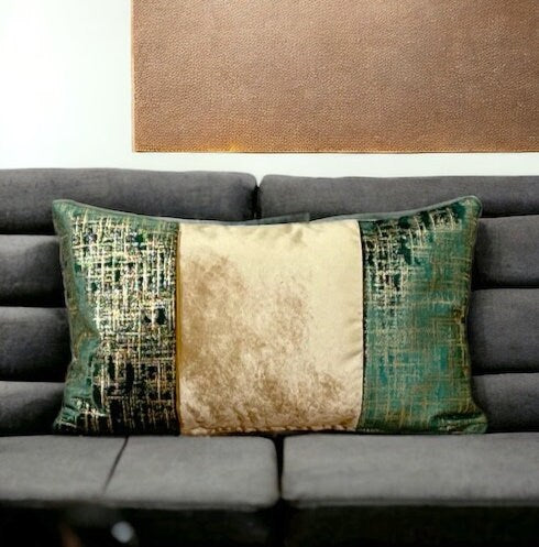 Green Velvet Lumbar Pillow Cover