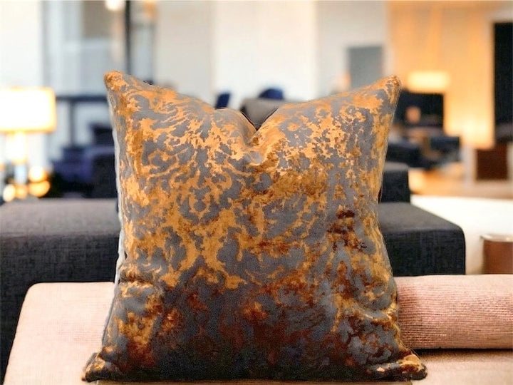 Burnt Orange Floral velvet Pillow Cover