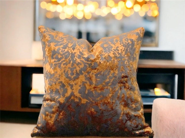 Burnt Orange Floral velvet Pillow Cover