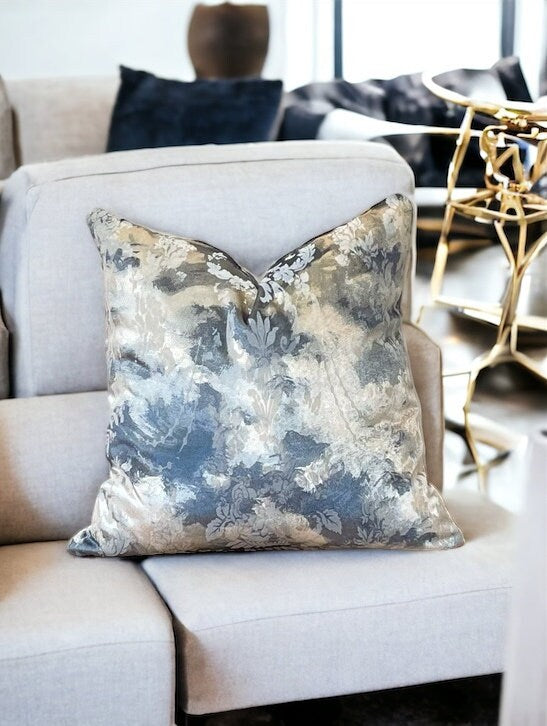 Gray Floral Vintage Velvet Cushion Case