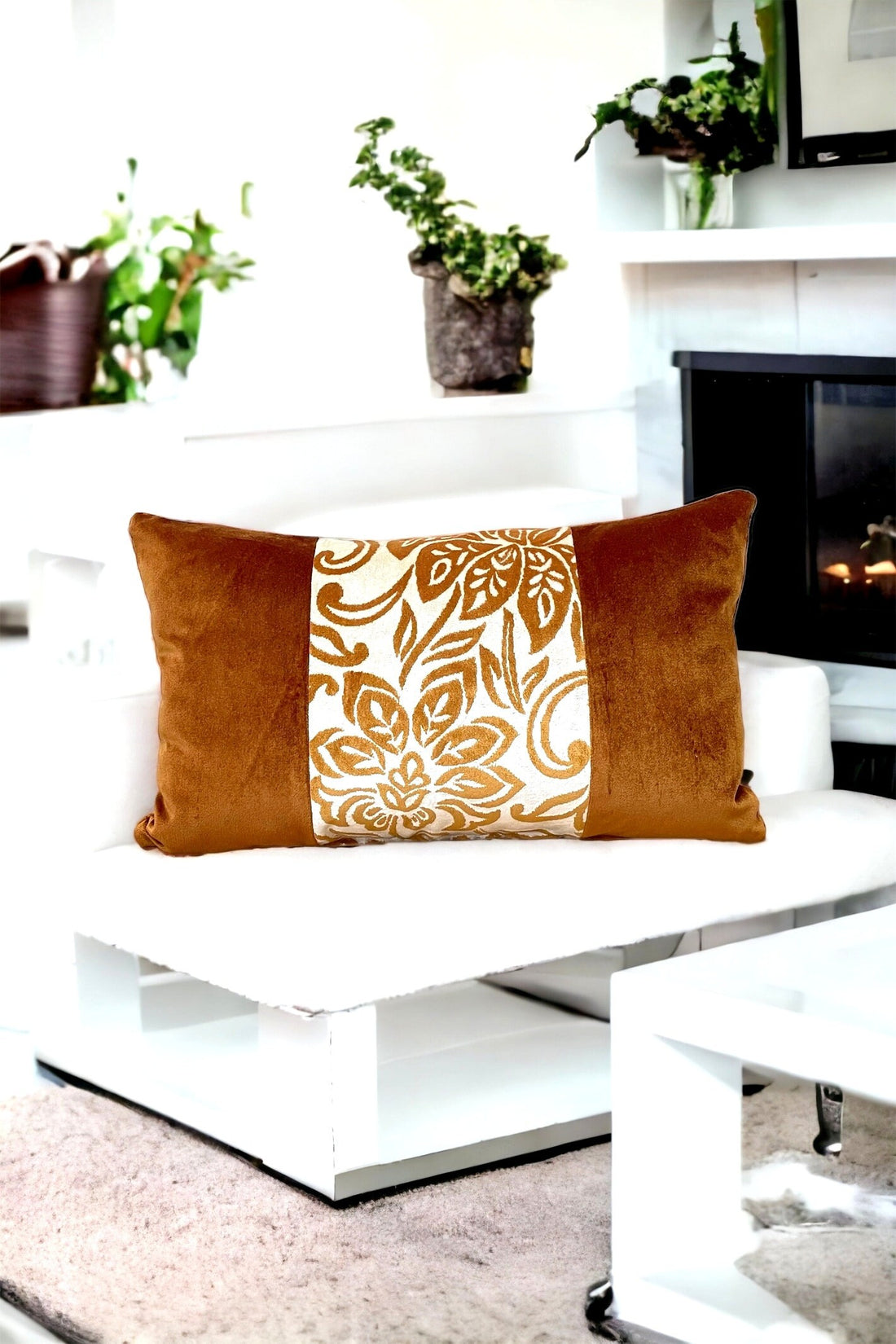 Floral Velvet Lumbar Pillow Cover