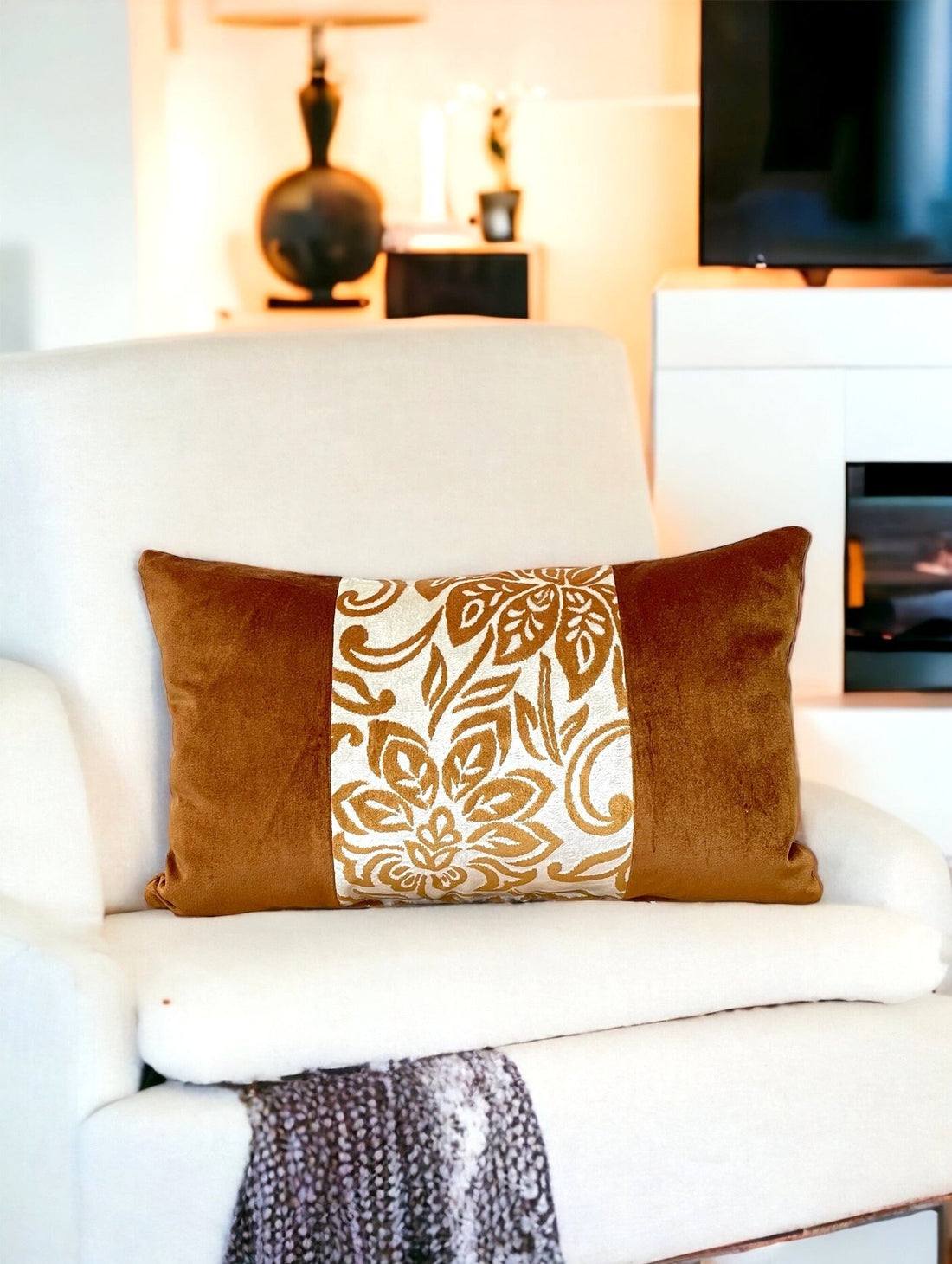 Floral Velvet Lumbar Pillow Cover