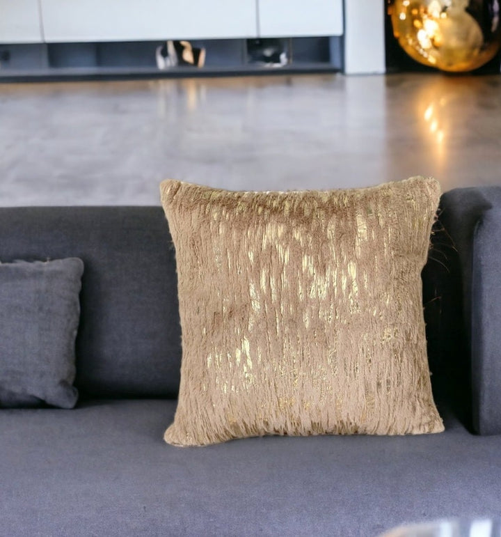 Luxury Camel Gold Faux Fur Pillow Cover