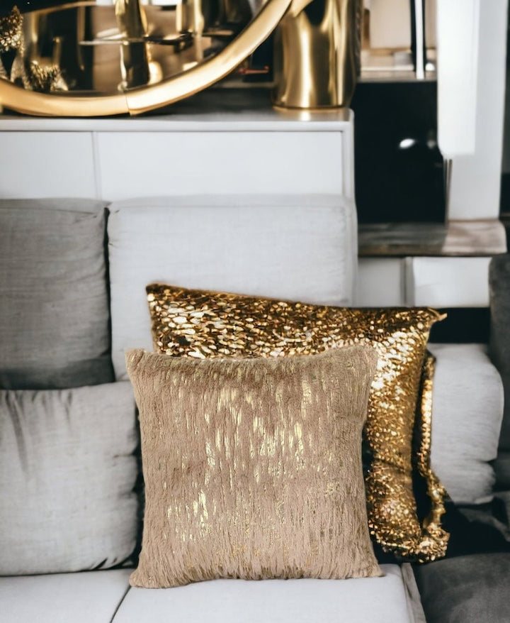 Luxury Camel Gold Faux Fur Pillow Cover