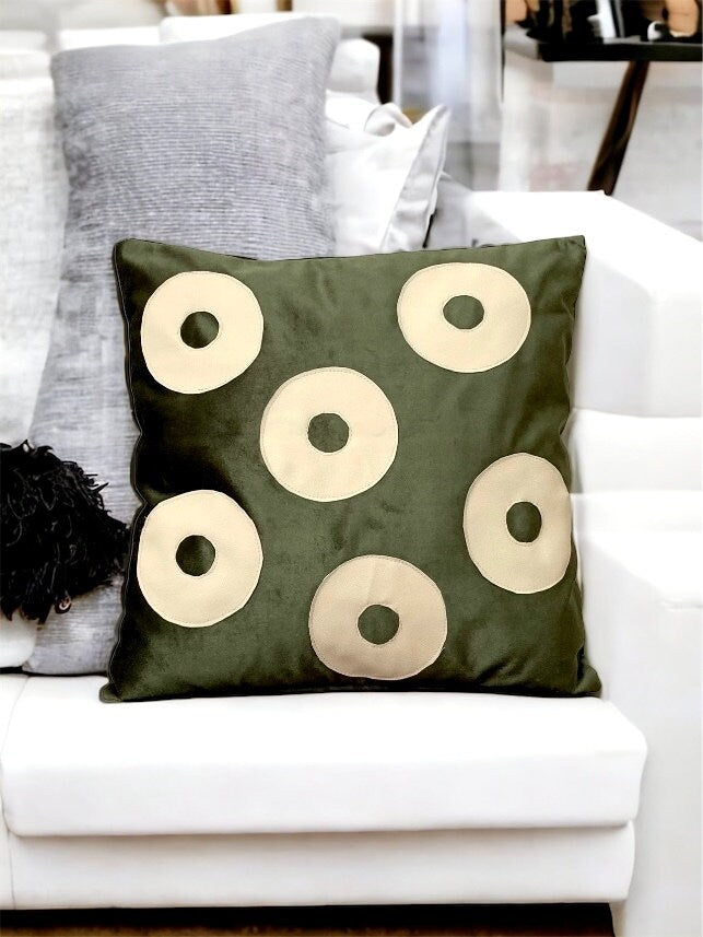 Green Velvet Leather Pillow Cover