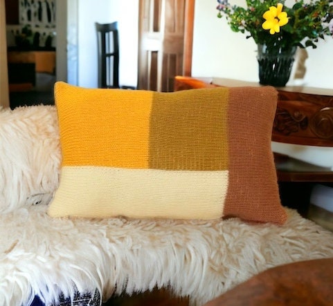 Hand Knitted Lumbar Pillow Cover