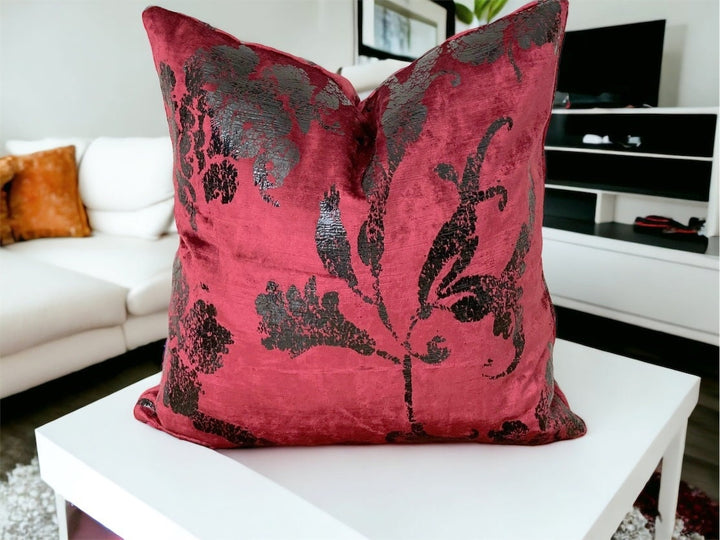 Red Floral velvet Pillow Cover,Christmas Gift,18x18,20x20,Home Decor,Throw Pillows,Cushion Case,Gift for friends