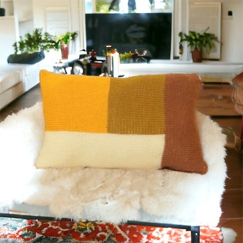 Hand Knitted Lumbar Pillow Cover