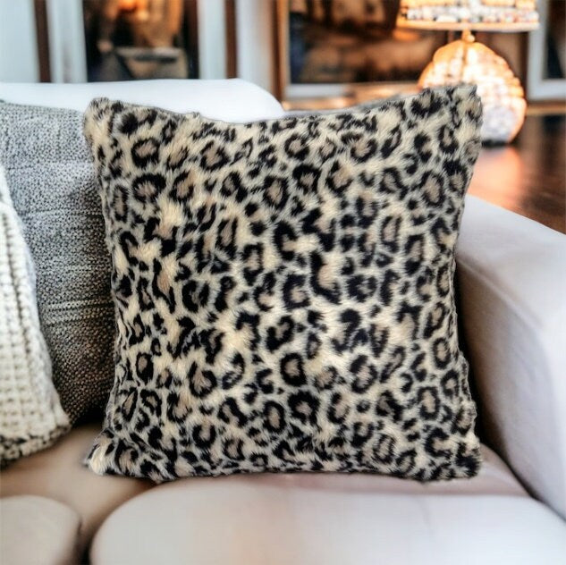 Cheetah Boho Decor Faux Fur Pillow Cover