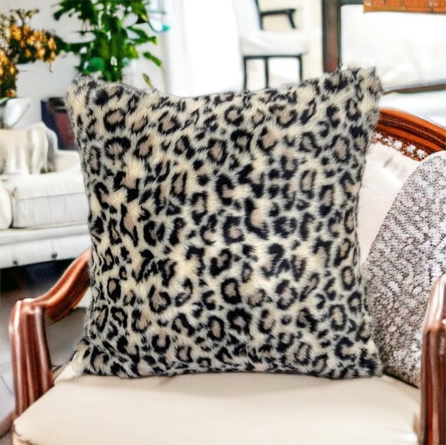 Cheetah Boho Decor Faux Fur Pillow Cover