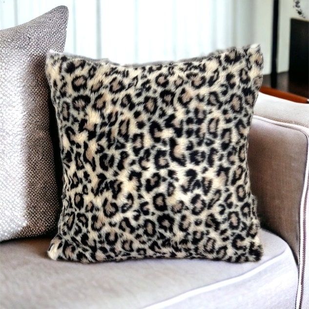 Cheetah Boho Decor Faux Fur Pillow Cover