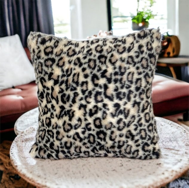 Cheetah Boho Decor Faux Fur Pillow Cover