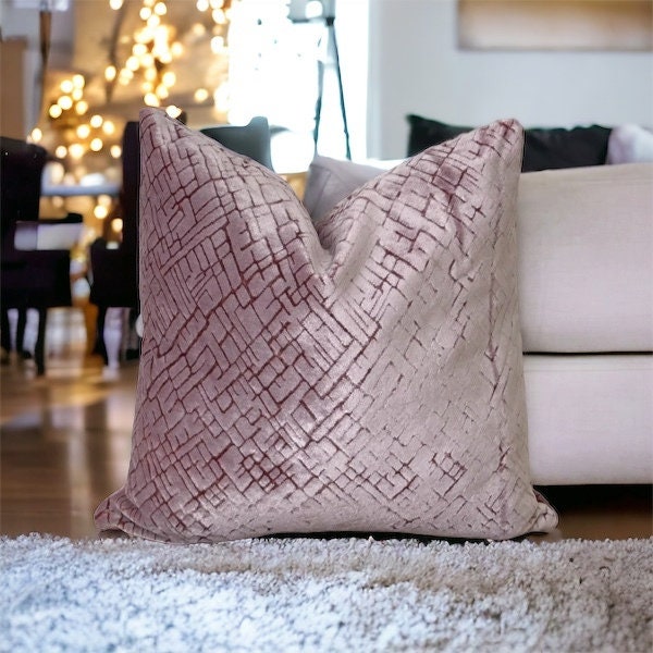 Lilac Geometric Velvet Pillow Cover