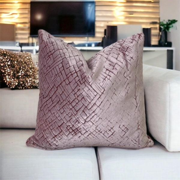 Lilac Geometric Velvet Pillow Cover