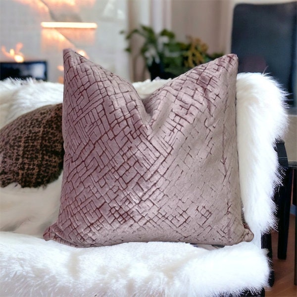 Lilac Geometric Velvet Pillow Cover