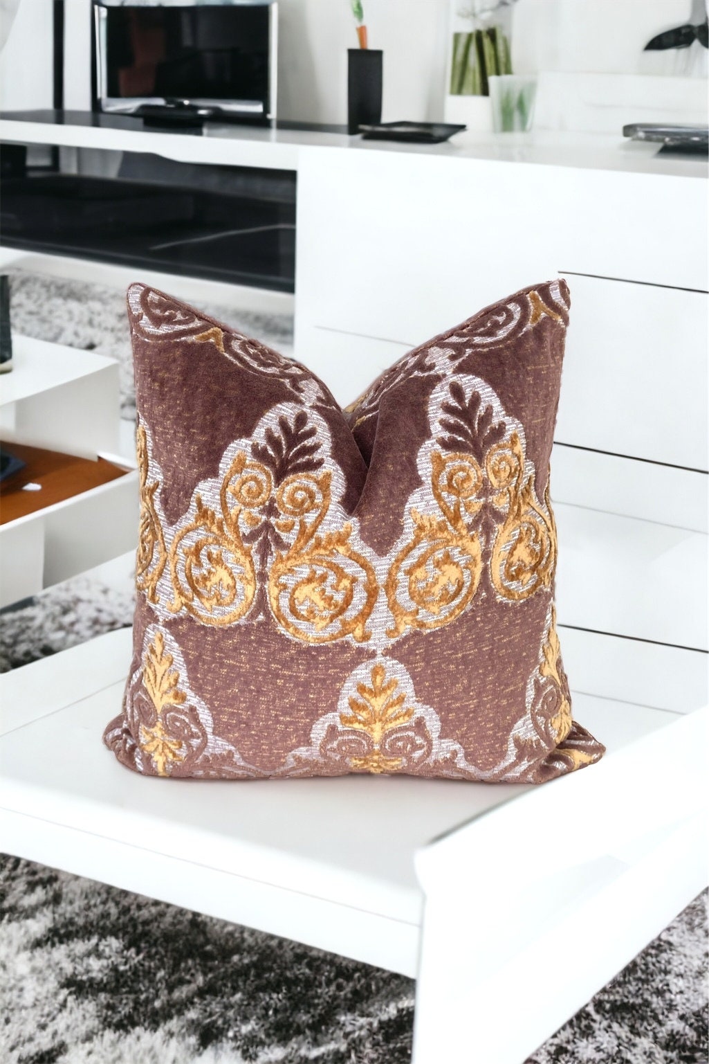 Gold Flower Velvet Pillow Cover