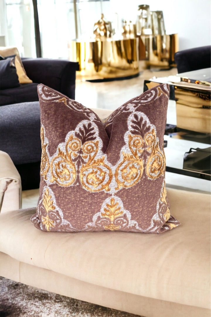 Gold Flower Velvet Pillow Cover