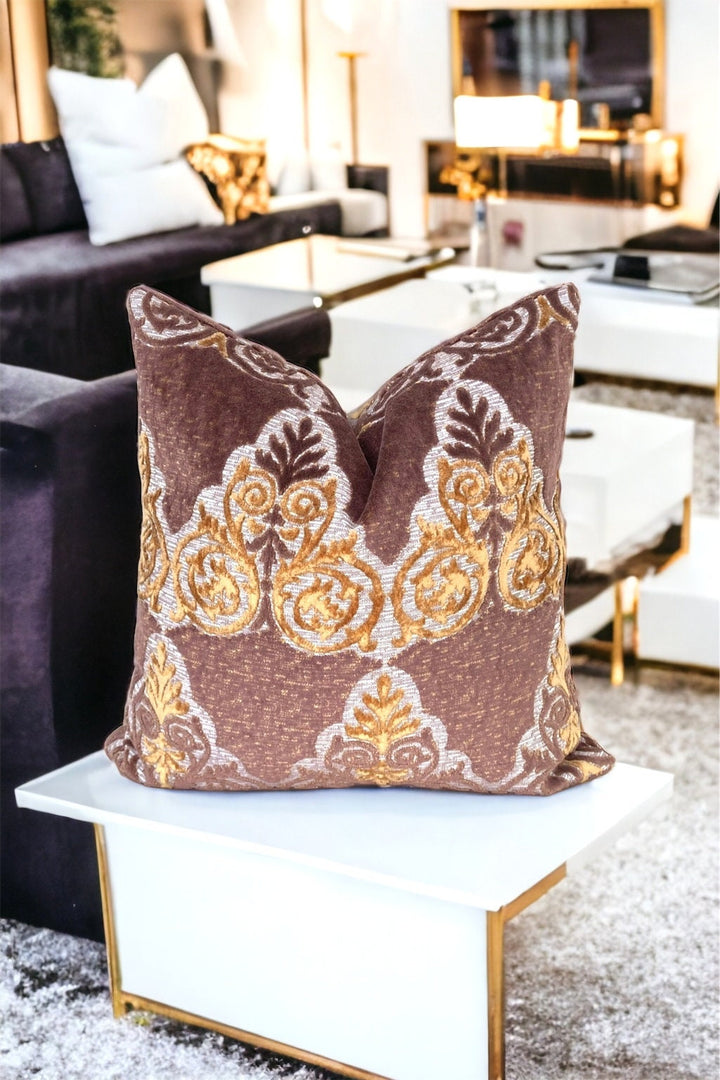 Gold Flower Velvet Pillow Cover