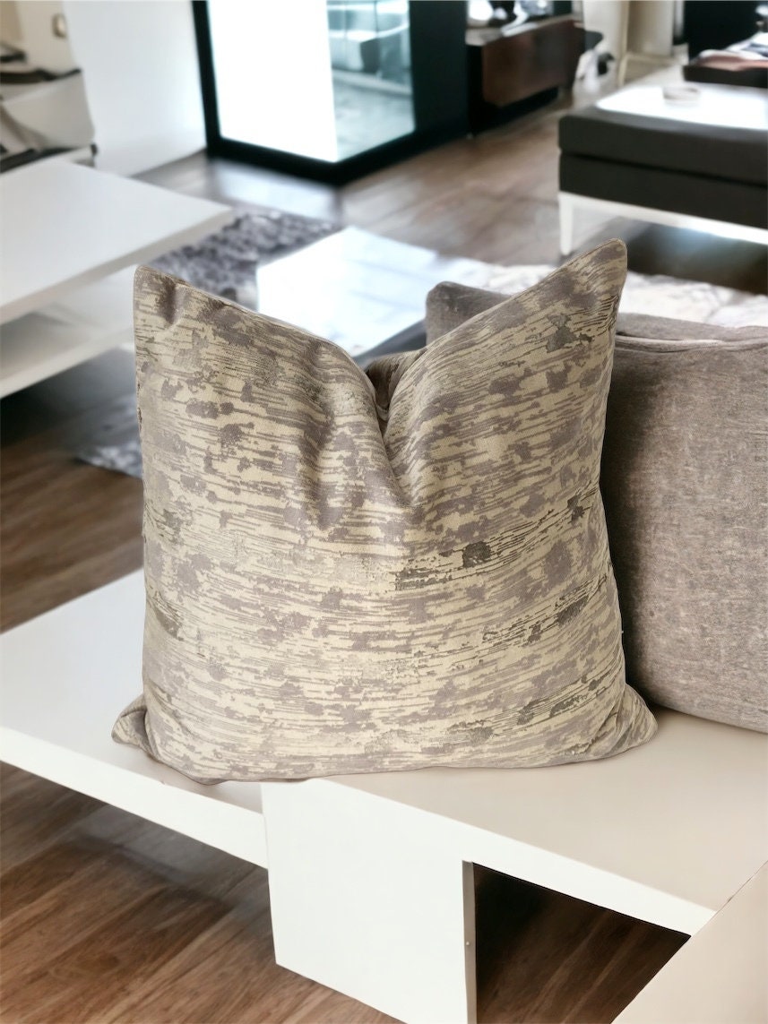 Beige Stripe Velvet Pillow Cover