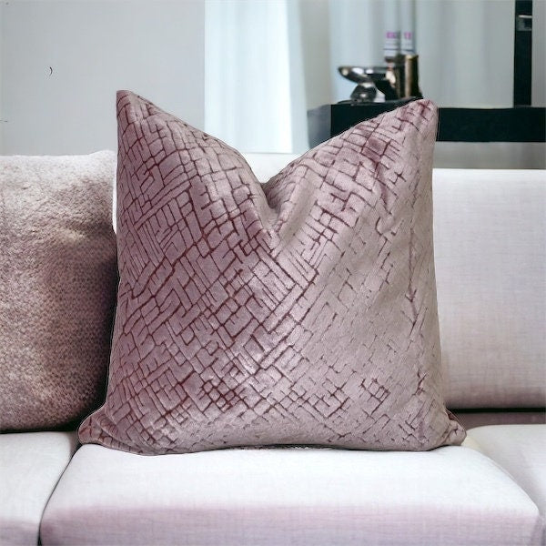 Lilac Geometric Velvet Pillow Cover