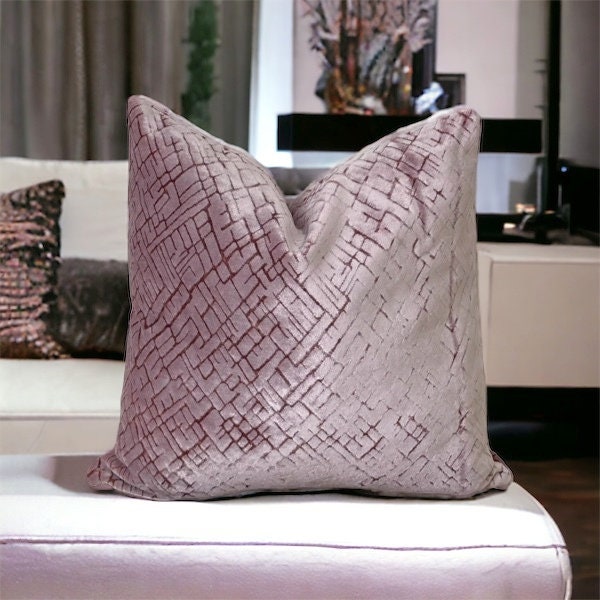 Lilac Geometric Velvet Pillow Cover