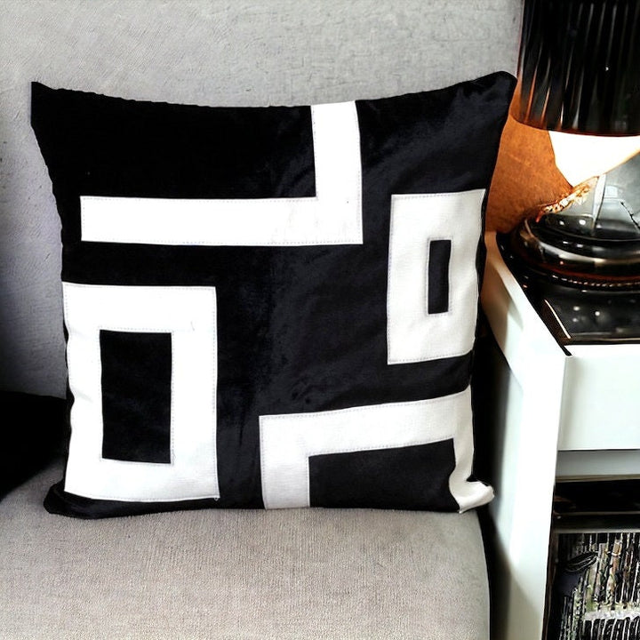 Black and White Velvet Pillow Case