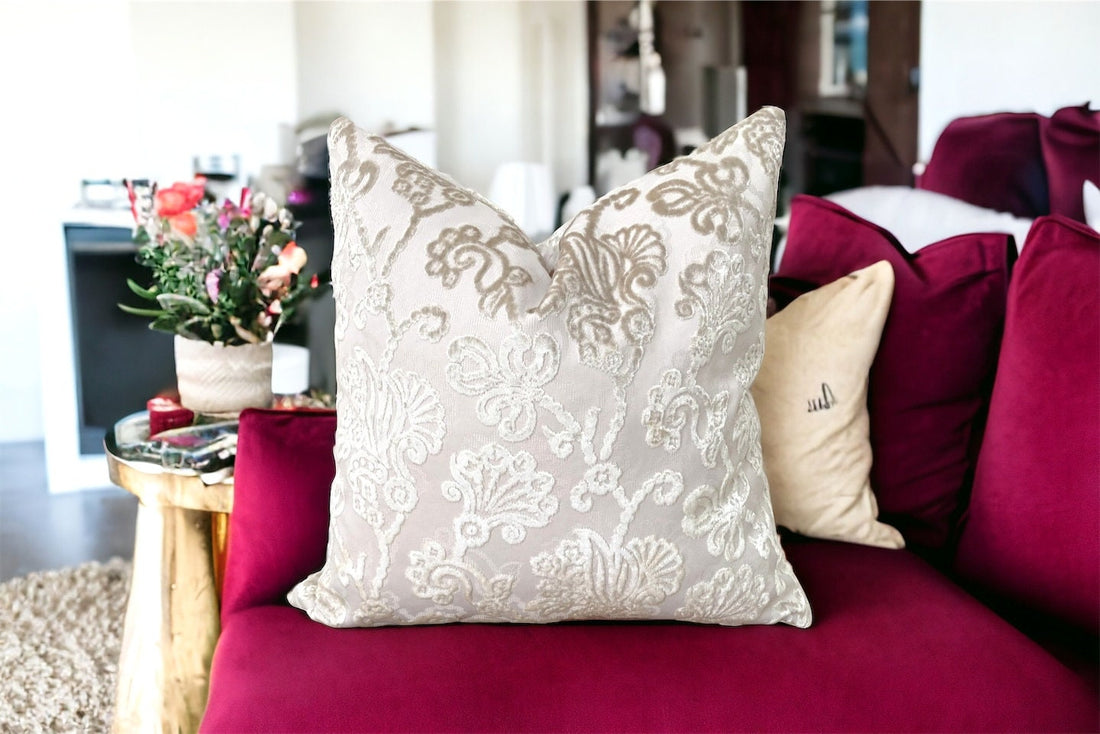 Your Home Decor Cream Floral Velvet Pillow cover