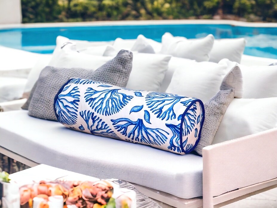 Stylish Garden outdoor accessories elegance coral patterned decorative bolster cover