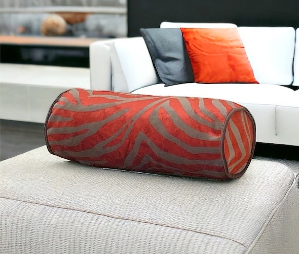 Red Patterned Velvet Pillow