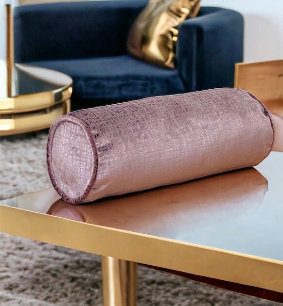 Piping Luxurious Lilac Decorative Bolster Velvet Pillow Cover-Birthday gift