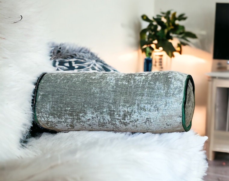 Green Velvet Bolster Pillow Cover