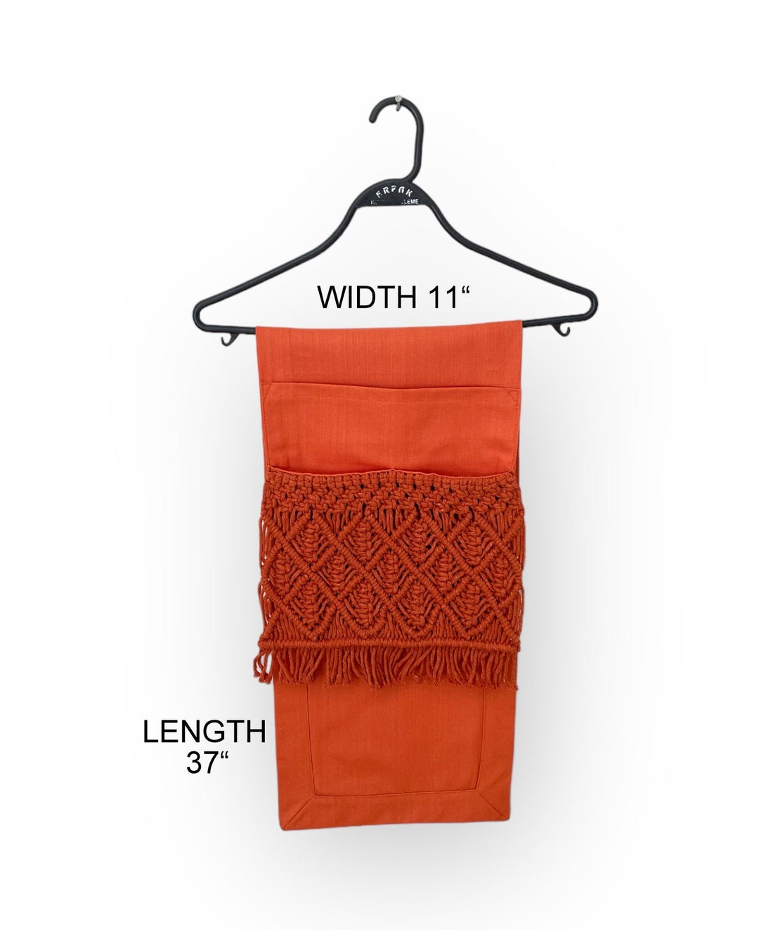 Burnt Orange Macrame Armrest Organizer - 11x37"