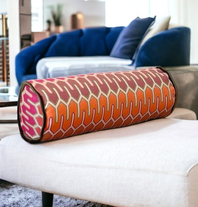 70s Style Geometric Bolster Pillow Cover