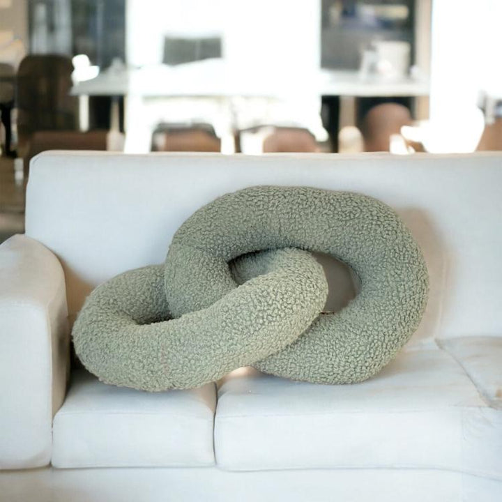 Sage Green Boho Boucle Chain Link Pillow