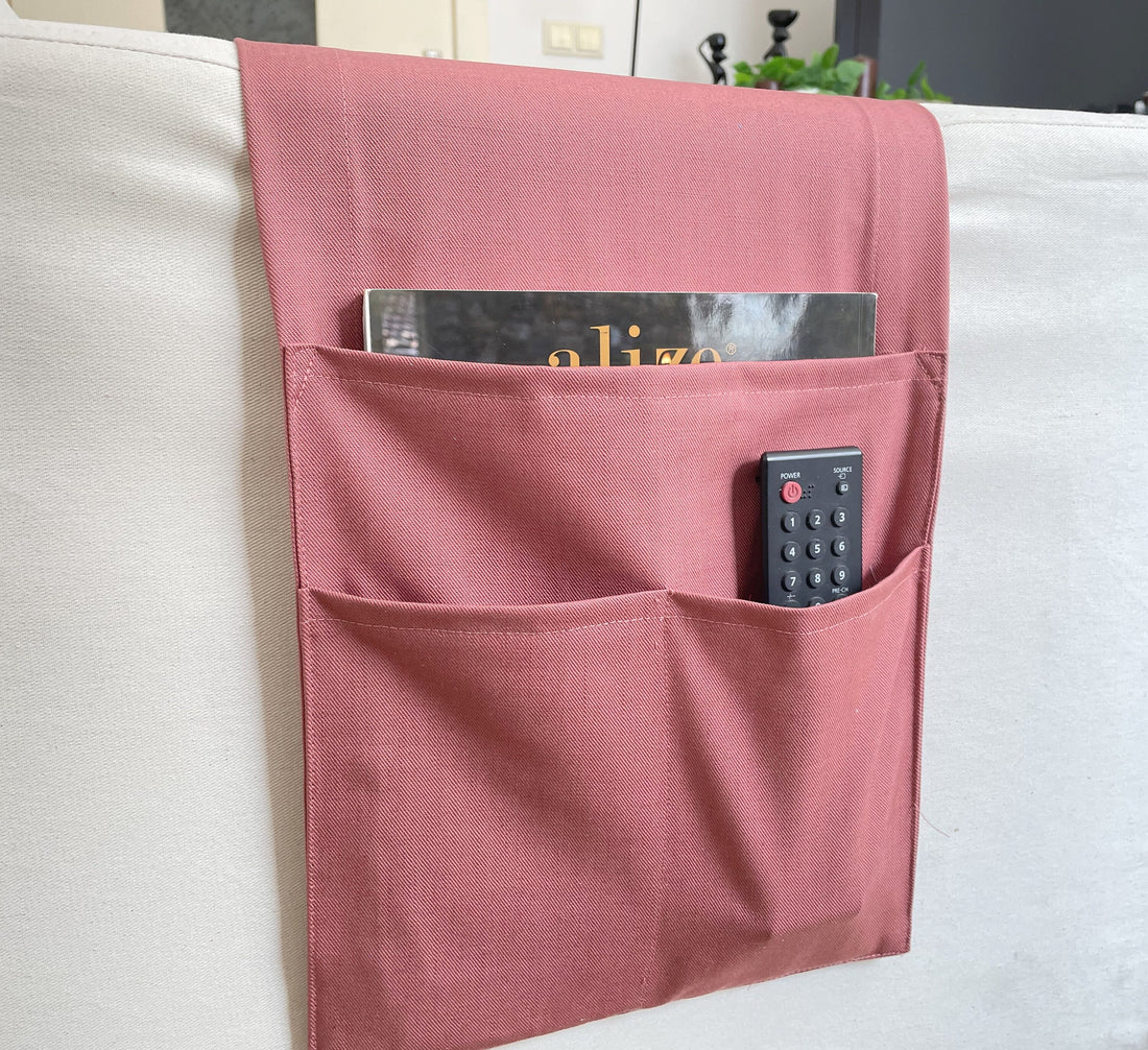 Rose Pink Armrest Organizer,Remote Control Holder,Storage Basket,Magazin Holder