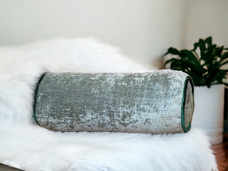 Green Velvet Bolster Pillow Cover